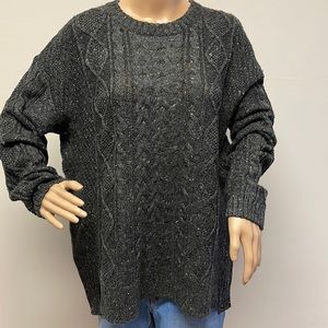 BDG Urban Outfitters Gray Cable Knit Sweater with elbow patches size L